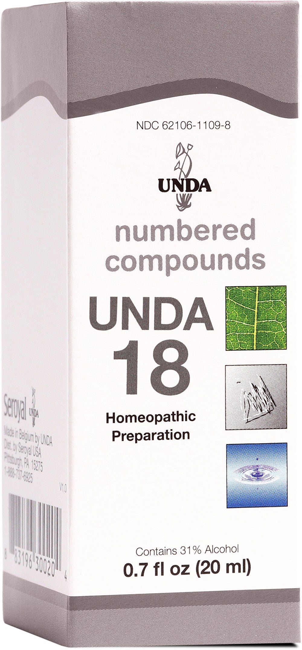 UNDA 18 Numbered Compounds bottle label