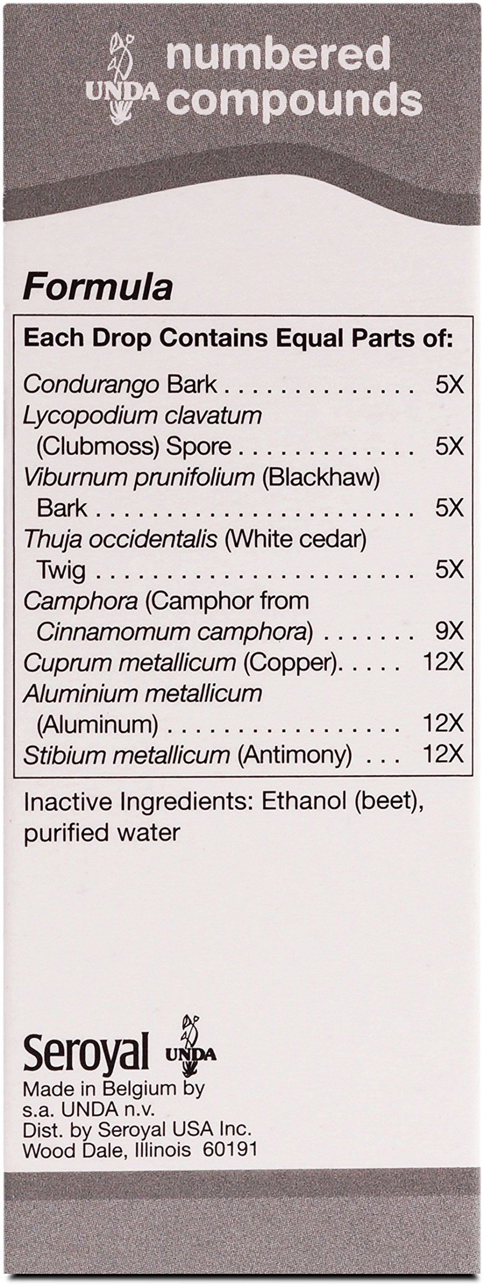 Assorted UNDA 18 Numbered Compounds vials displaying numbering