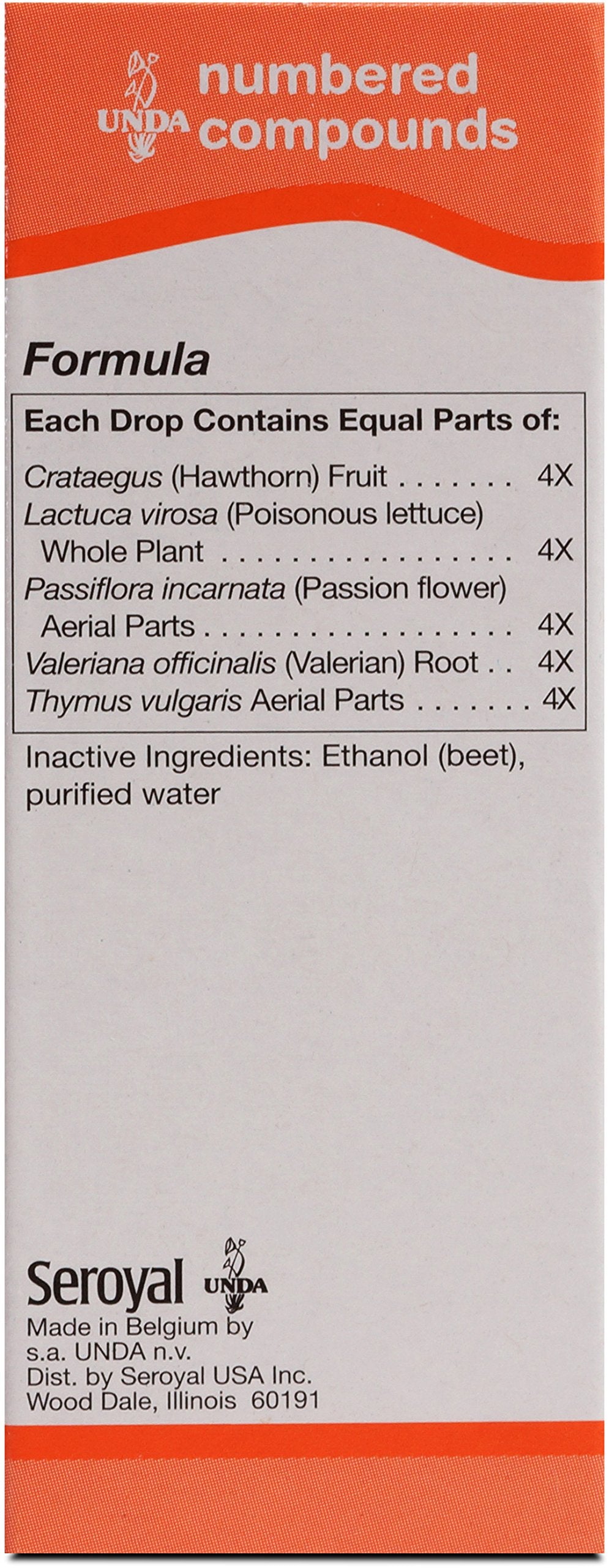 Close-up of UNDA 219 Numbered Compounds bottle and label