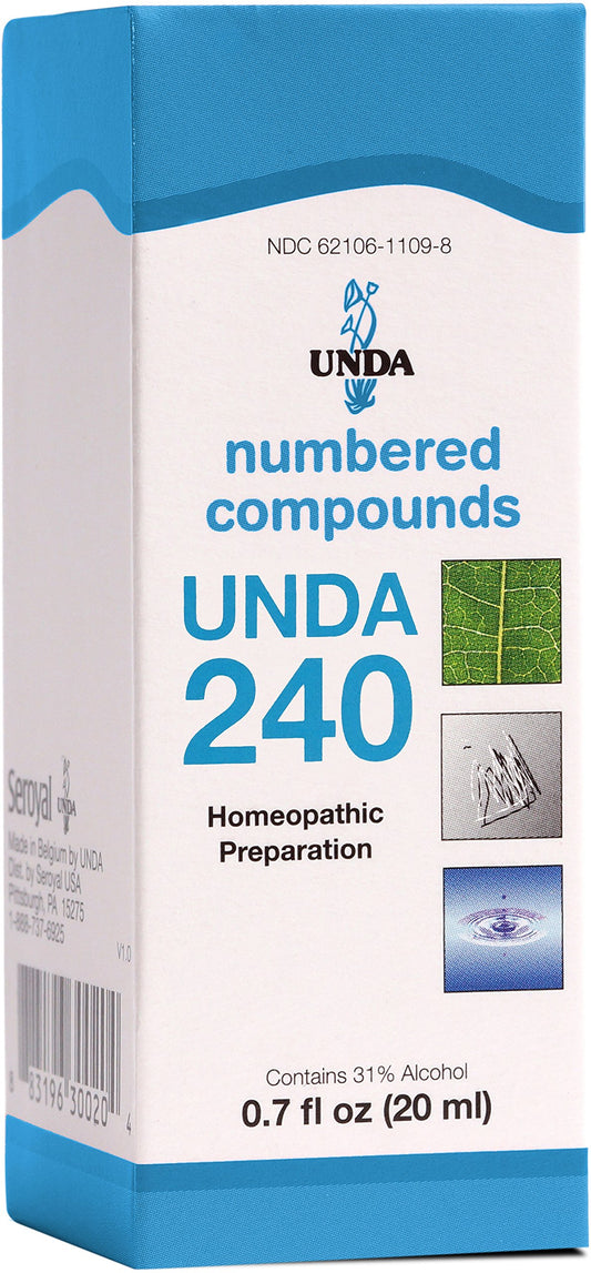 UNDA 240 Numbered Compounds bottle label with 0.7 fl oz