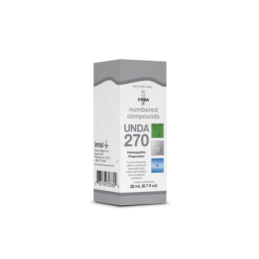 UNDA 270 Numbered Compounds bottle label and packaging