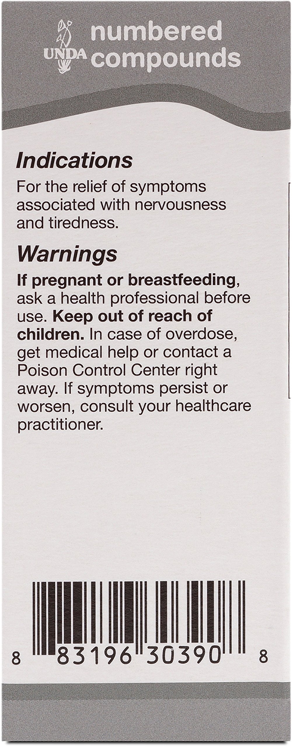 UNDA 273 Numbered Compounds bottle on countertop