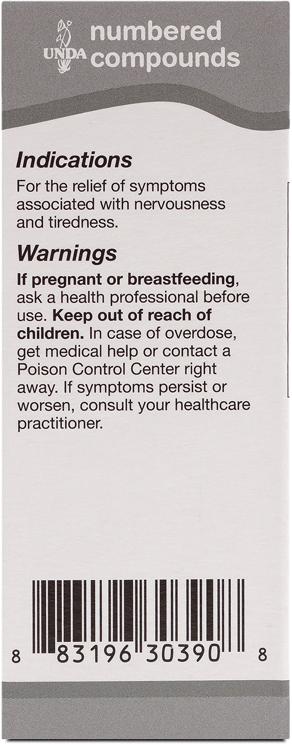 UNDA 273 Numbered Compounds bottle on countertop