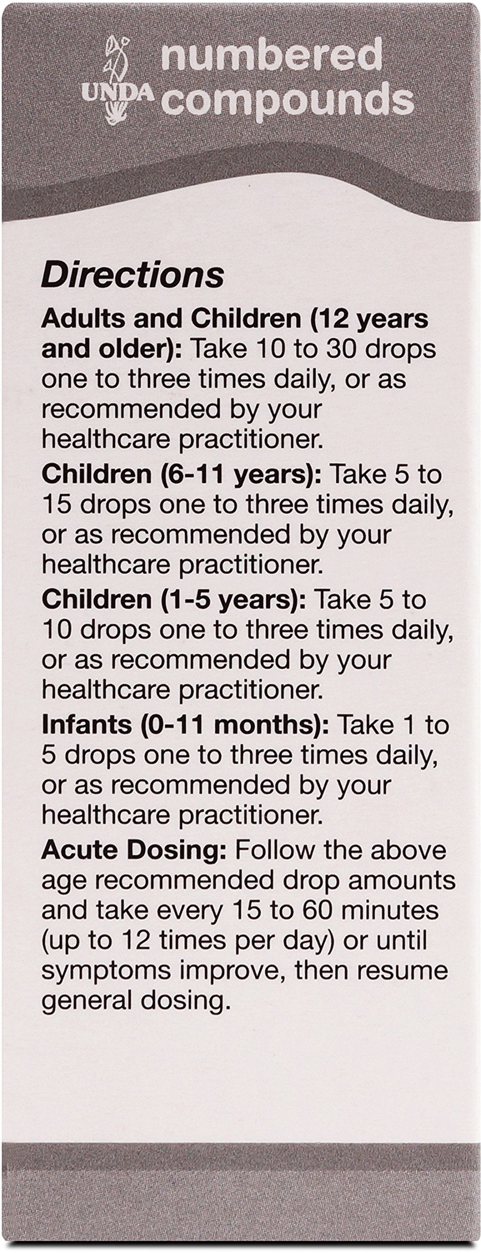 Close-up of UNDA 273 Numbered Compounds label