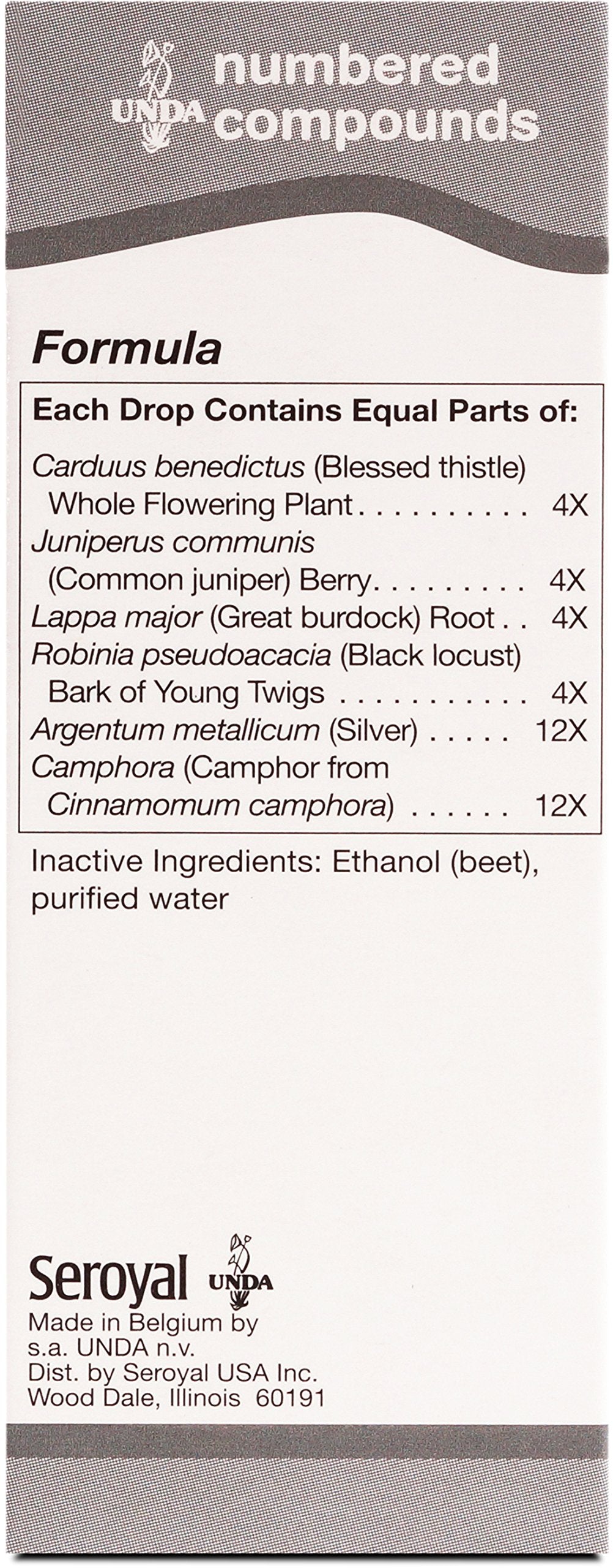 UNDA 31 Numbered Compounds packaging and label close-up