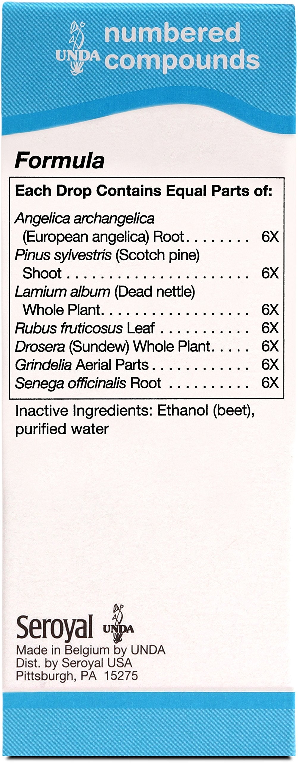 Close-up of UNDA 312 Numbered Compounds packaging