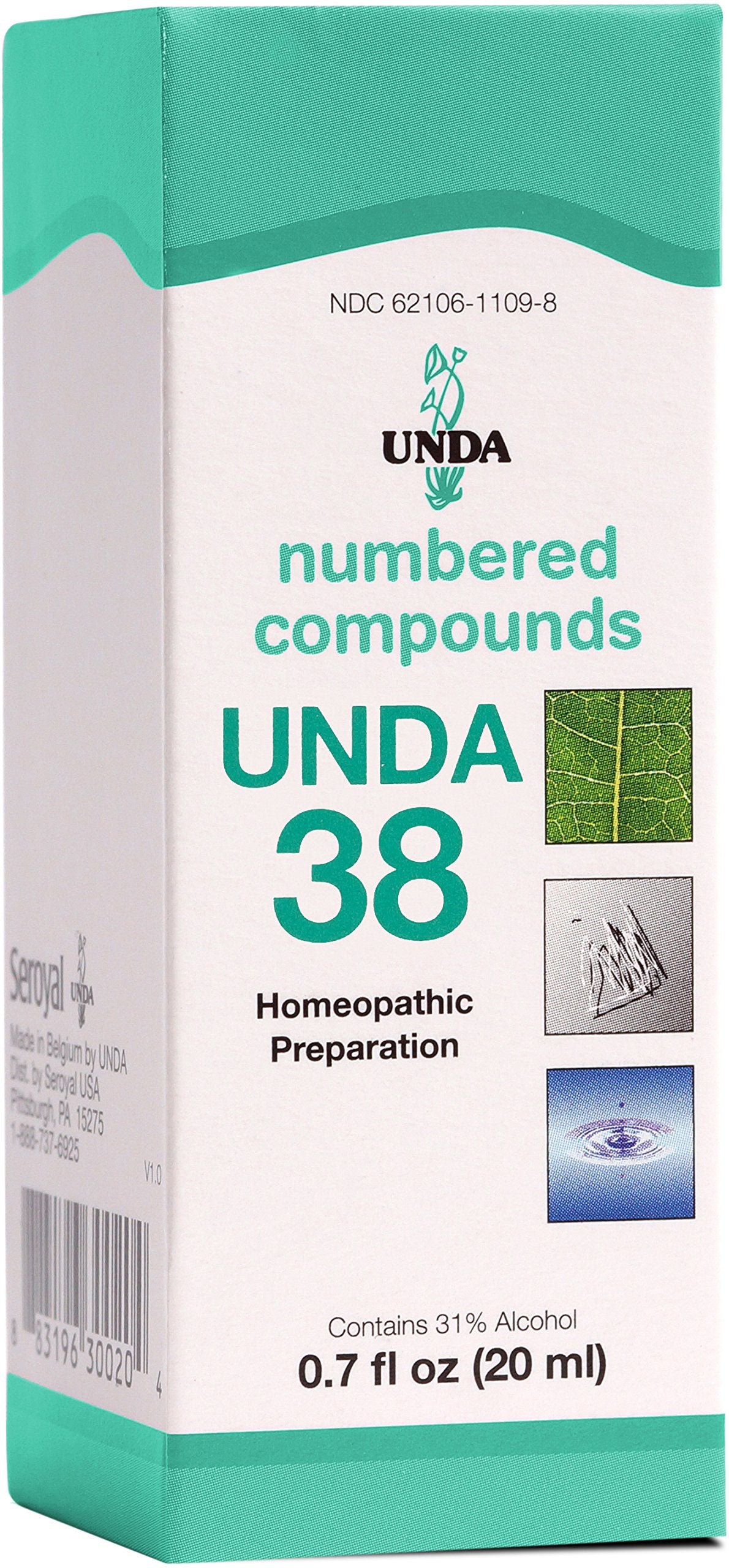 UNDA 38 Numbered Compounds bottle with label