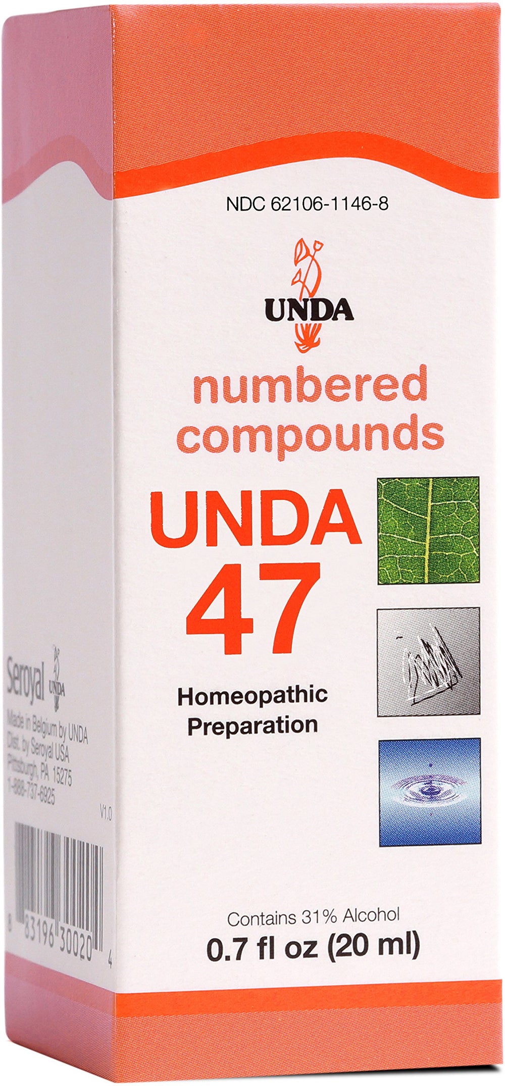 UNDA 47 Numbered Compounds bottle label