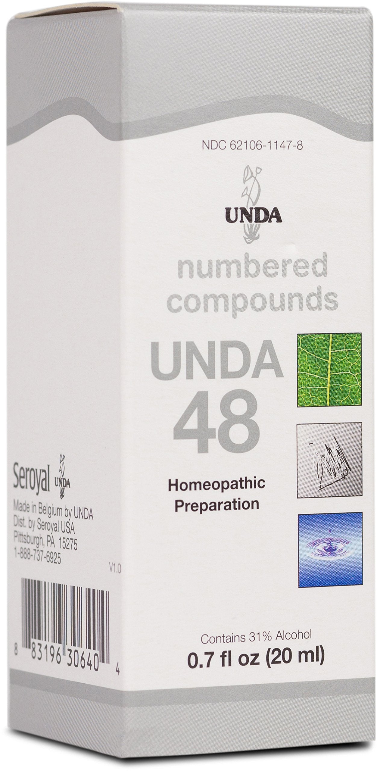 UNDA 48 Numbered Compounds bottle label and packaging