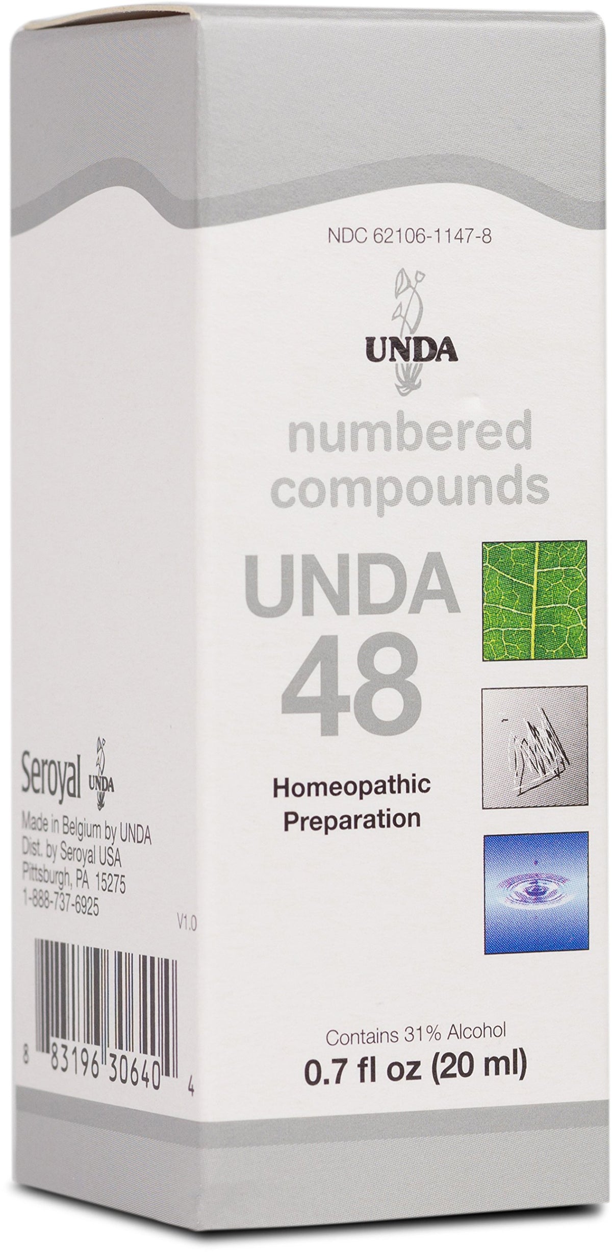 UNDA 48 Numbered Compounds bottle label and packaging