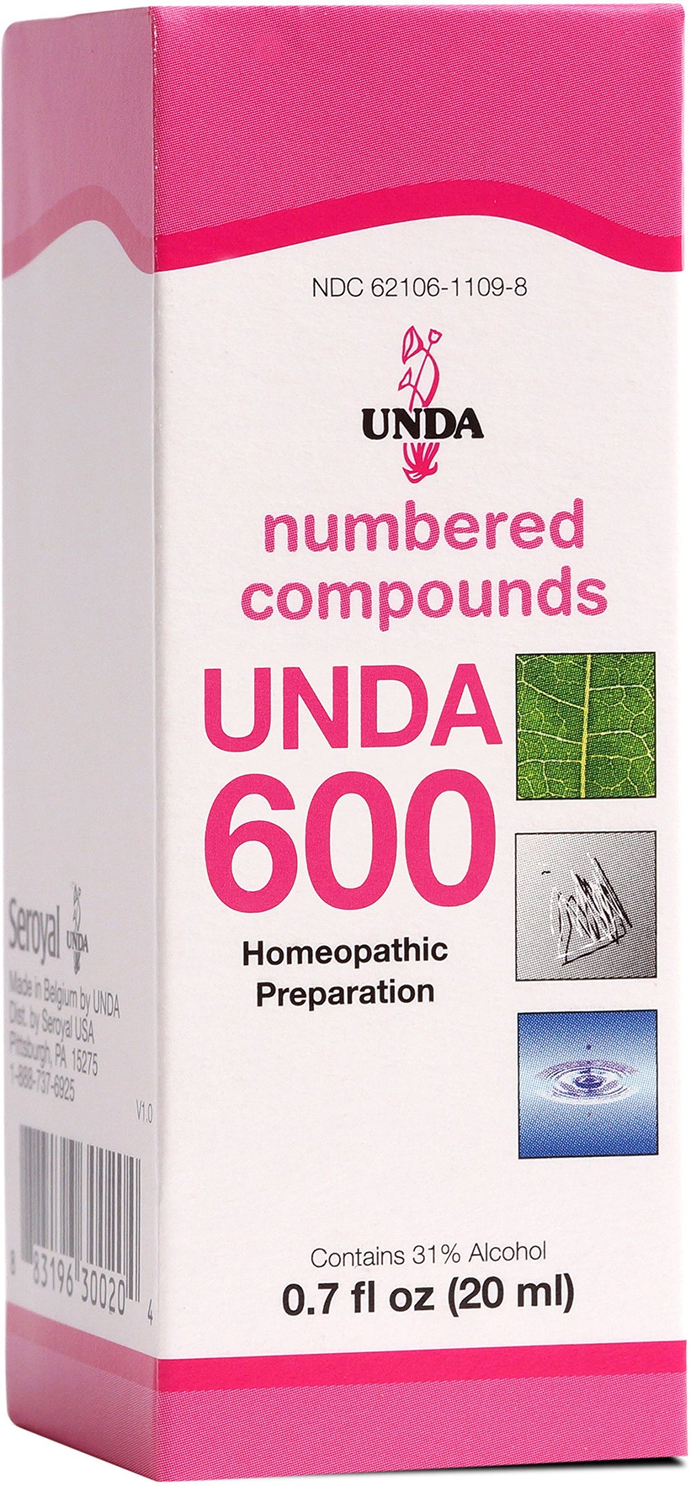 UNDA 600 Numbered Compounds bottle and packaging front view
