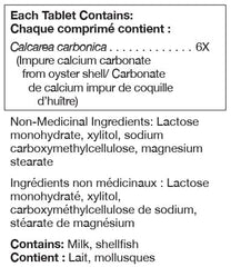 Close-up of UNDA Calcarea Carbonica 6X tablets inside bottle