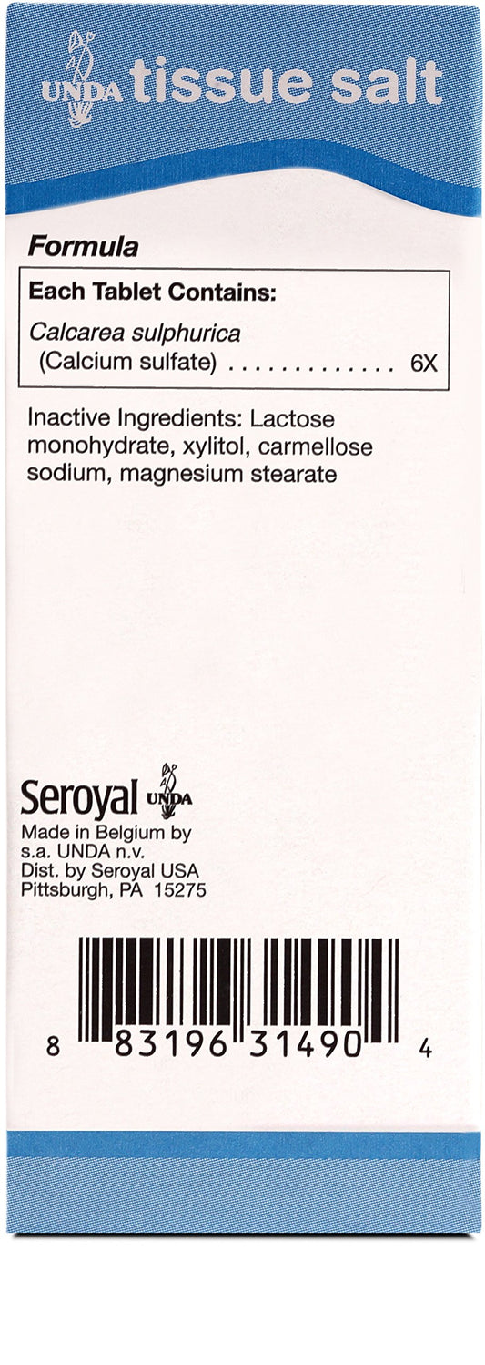 Close-up of UNDA Calcarea Sulfurica 6X tablets