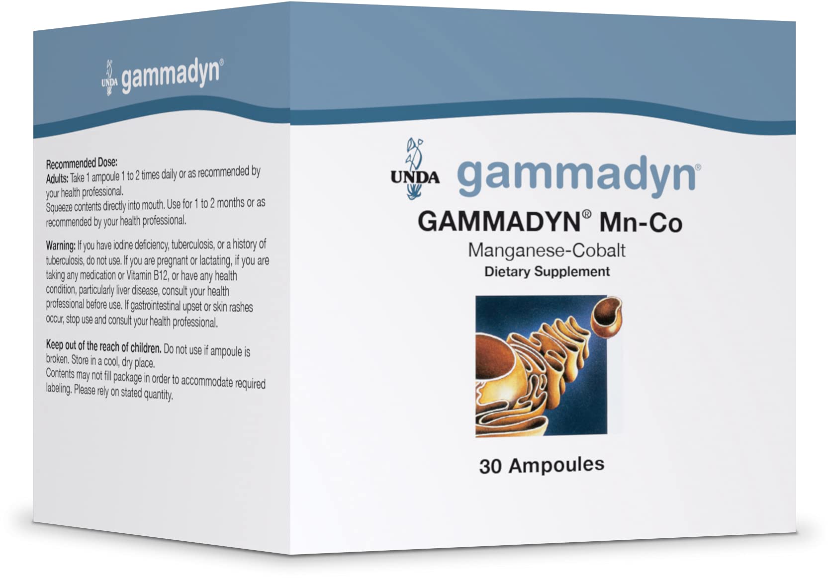 UNDA Gammadyn Mn-Co oligo-element supplement bottle and packaging