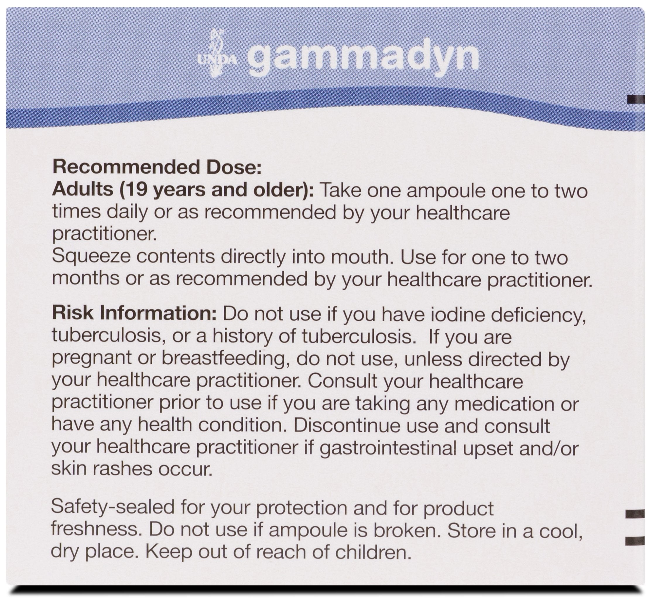 Front packaging view of UNDA Gammadyn Mn-Co oligo-element supplement