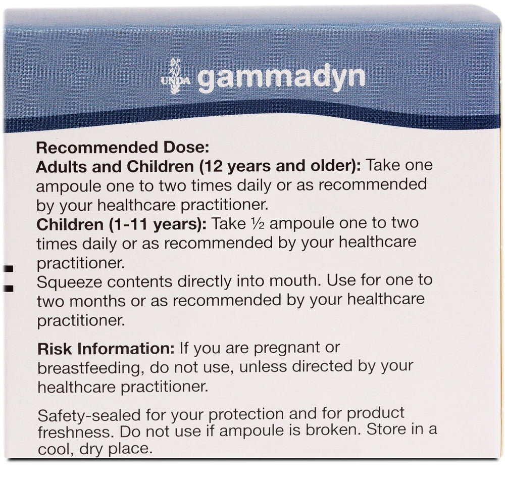 Close-up of UNDA Gammadyn Zn-Cu ampoules