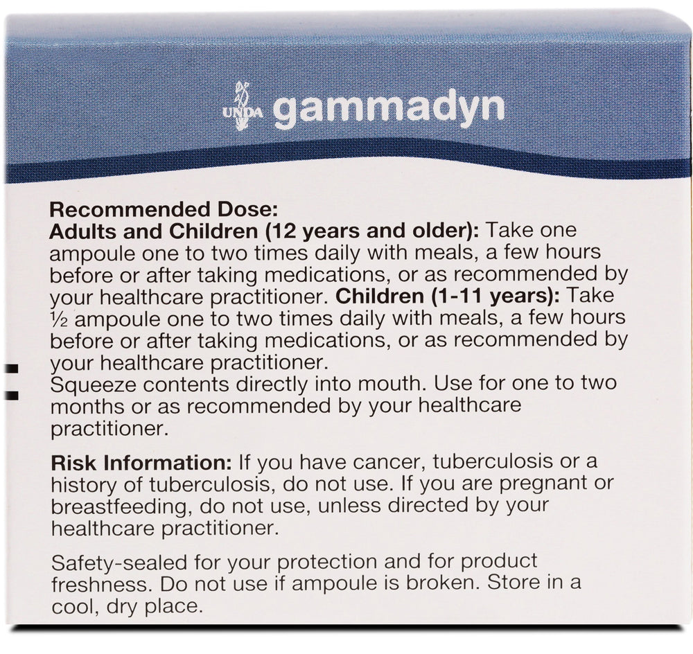 UNDA GAMMADYN Zn label on bottle