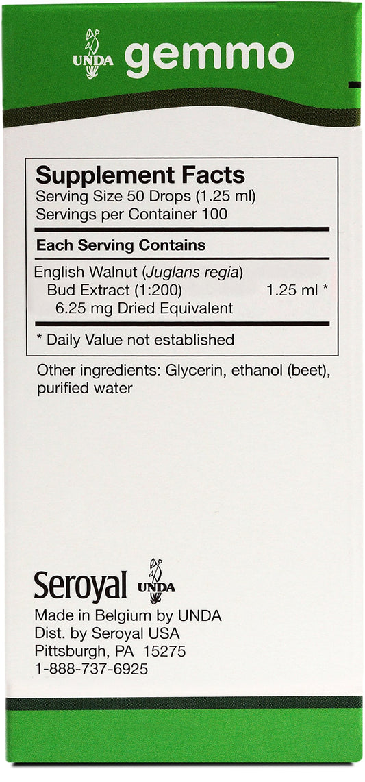 English Walnut Bud Extract Juglans Regia vial and packaging
