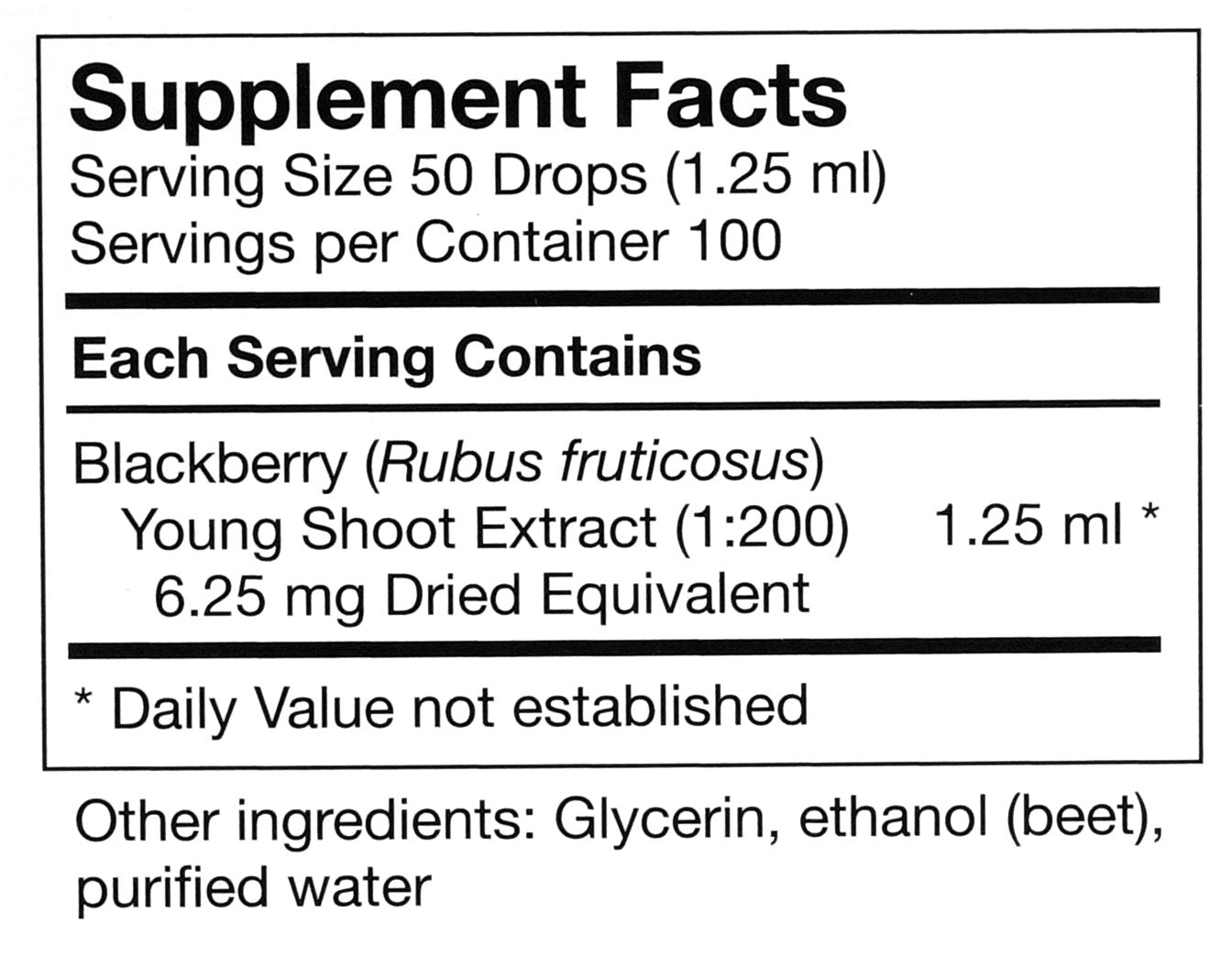 Ingredients profile of UNDA Gemmo Therapy Rubus Fruticosus Blackberry extract