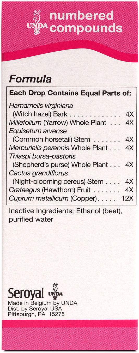 Close-up of UNDA 8 Numbered Compounds bottle label