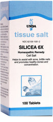 UNDA Silicea 6X Salt bottle with 100 tablets label