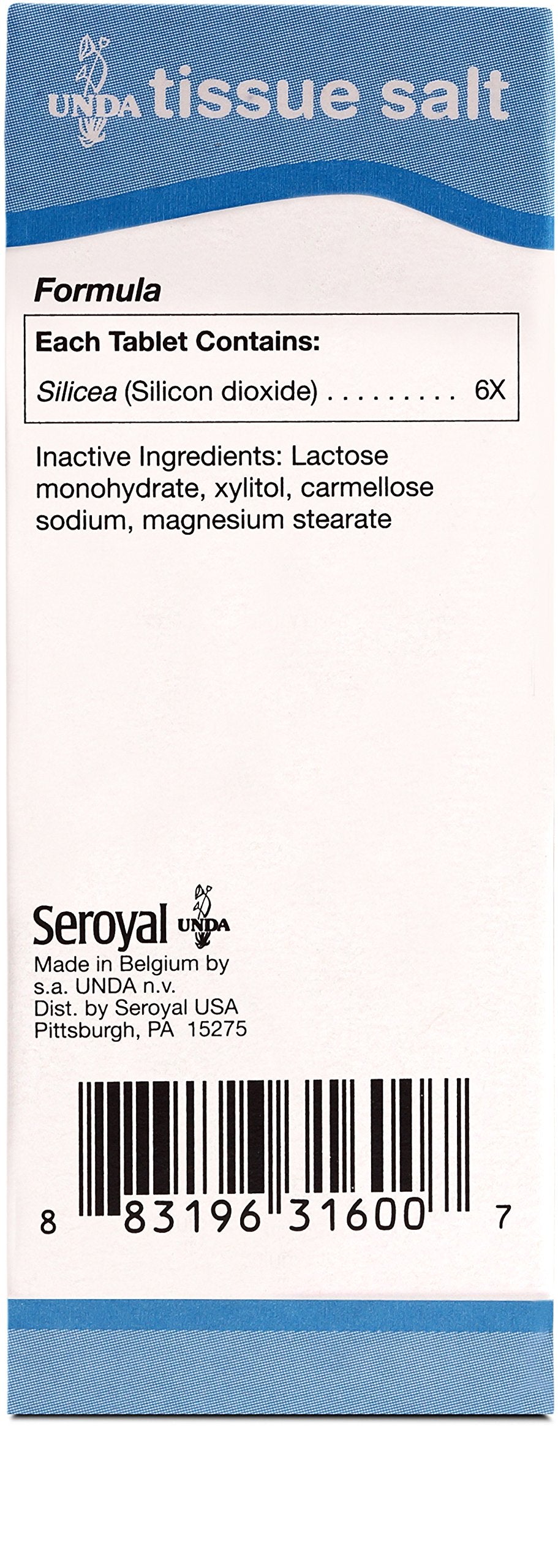 UNDA Silicea 6X Salt product label