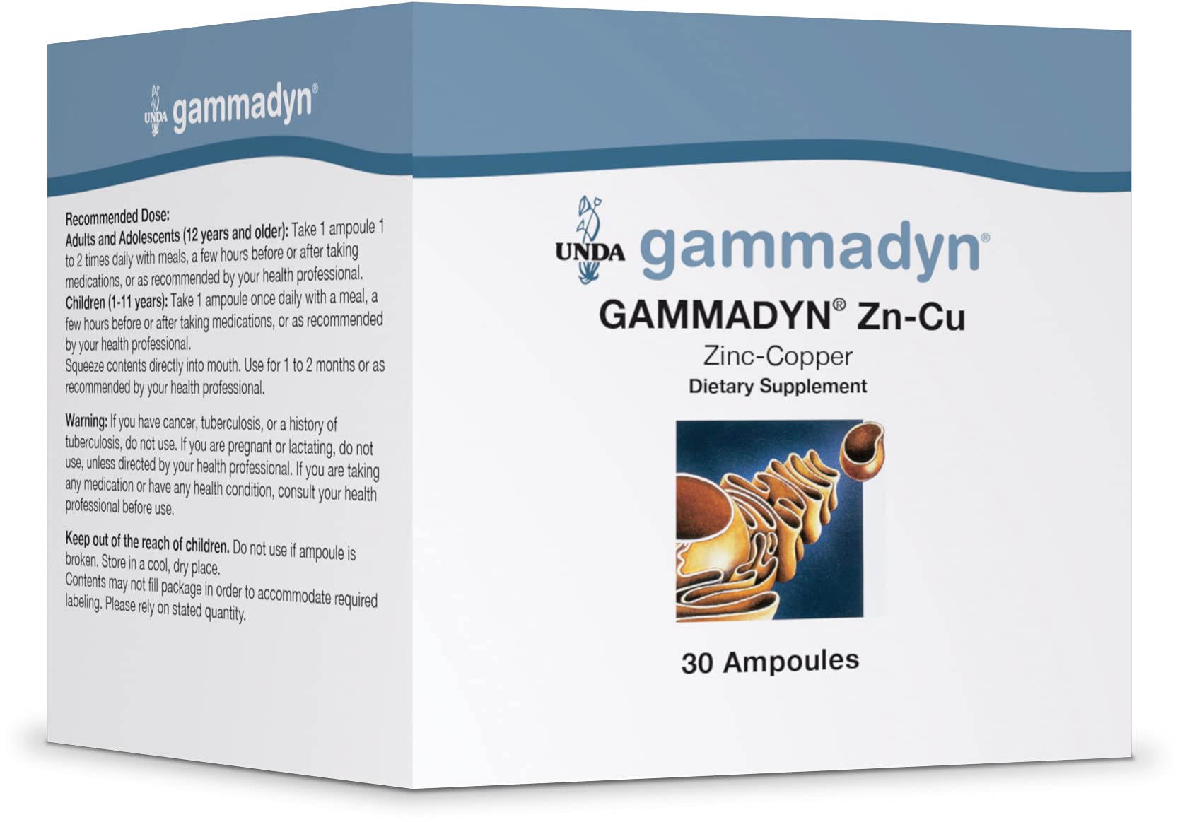 UNDA Gammadyn Zn-Cu ampoules – front view