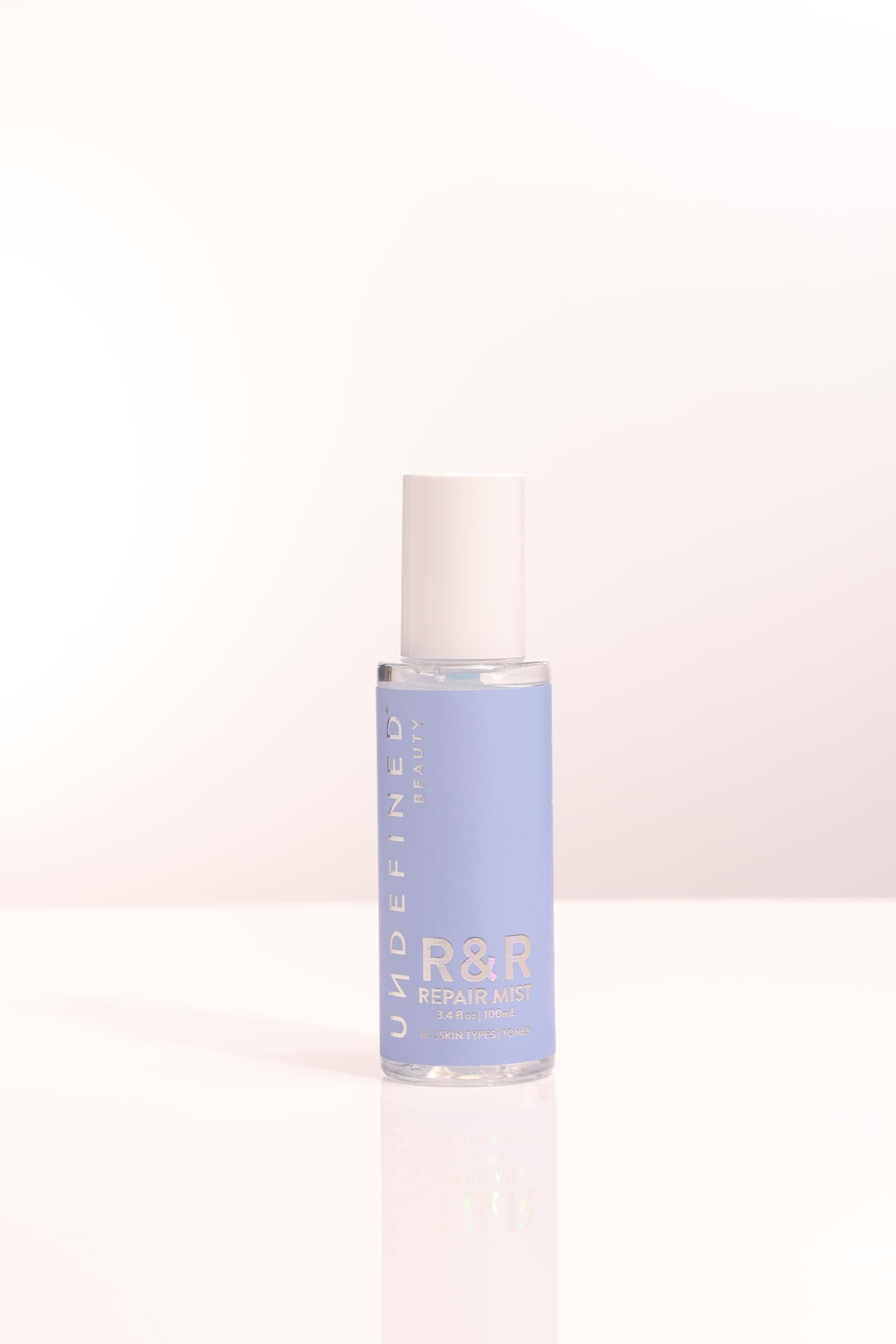 Undefined Beauty R&R Repair Mist bottle closeup highlighting calming, hydrating formula