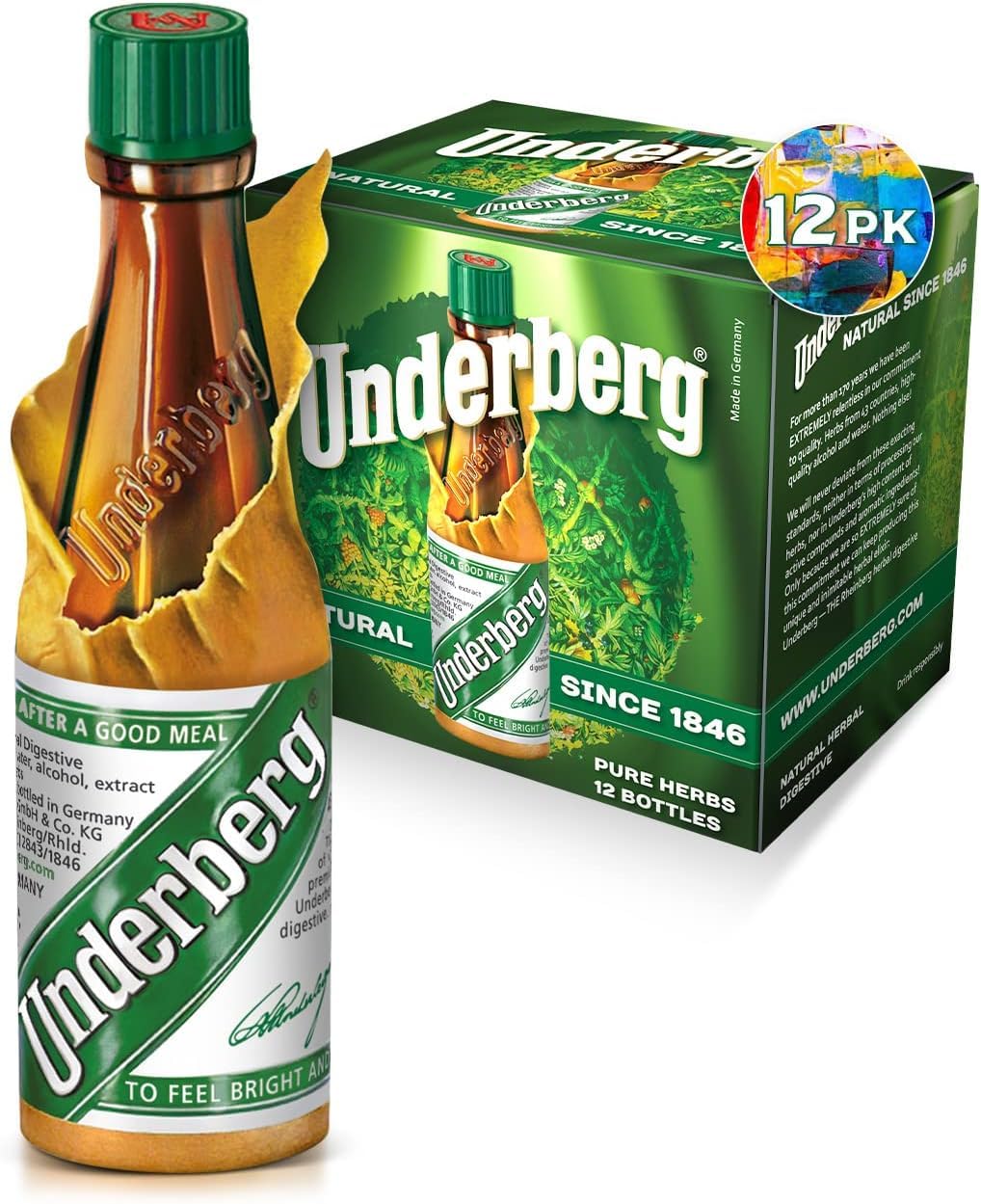Underberg 12-bottle pack front view