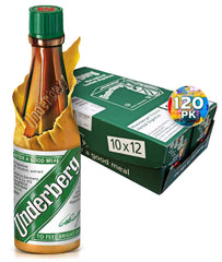 Front view of Underberg full case containing 12 packs (120 bottles)