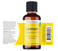 Bottle of undiluted lemon essential oil