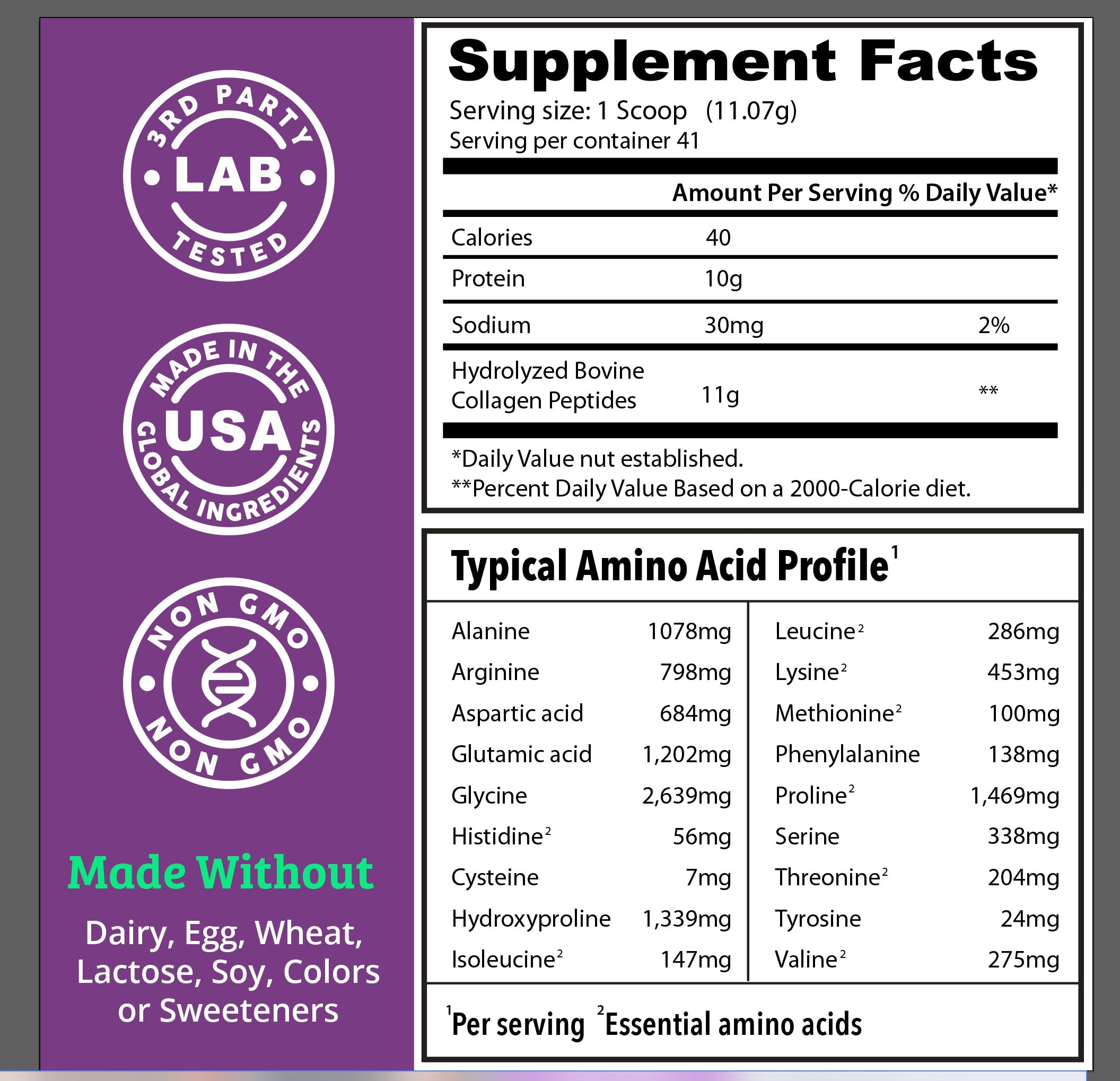 Unflavored collagen powder with scoop
