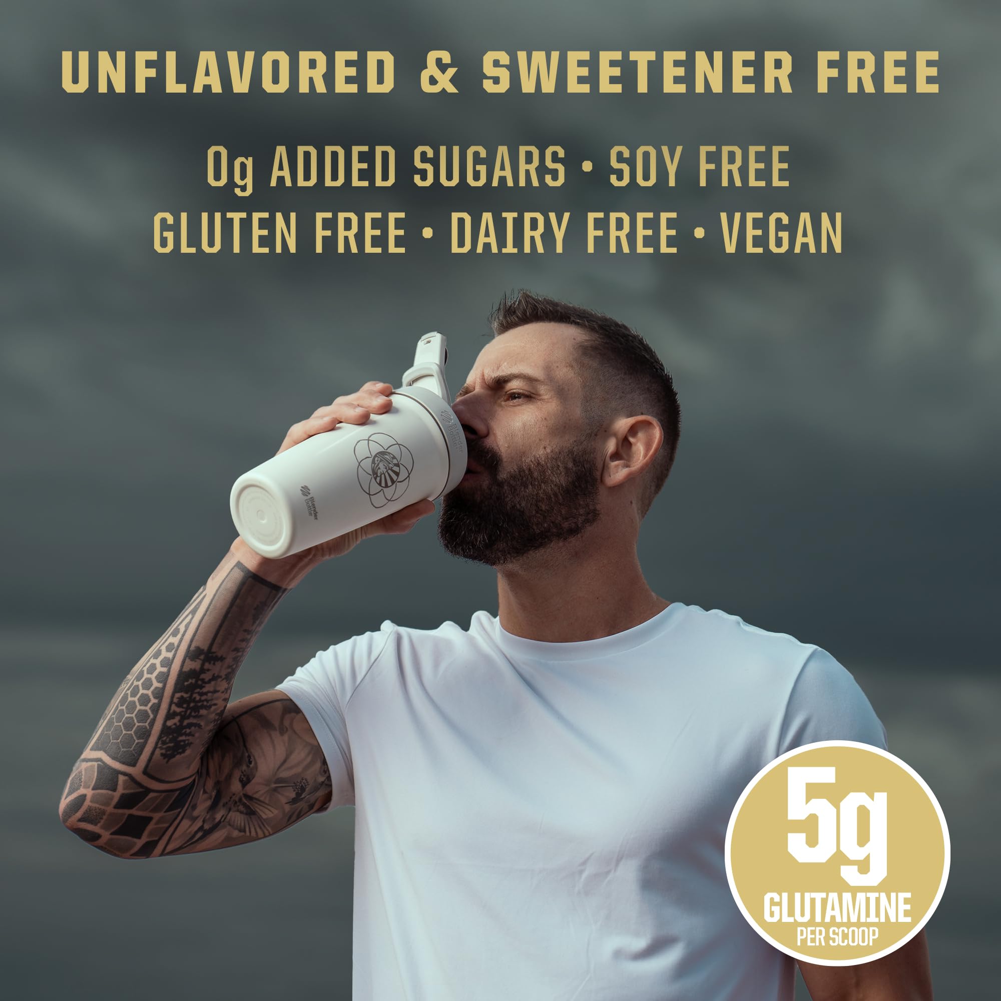 Unflavored glutamine powder supplement jar