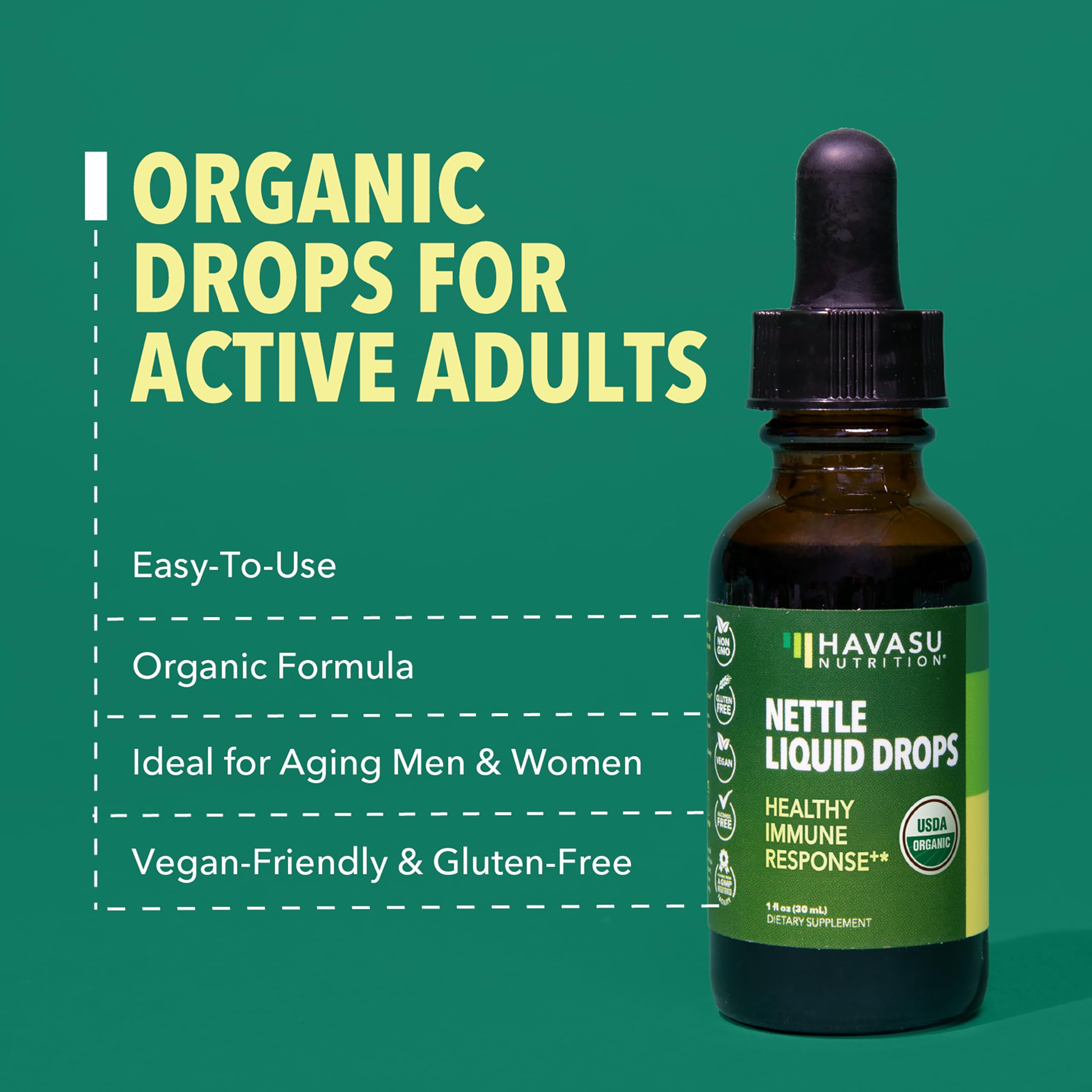 Unflavored herbal tincture bottle on a neutral background