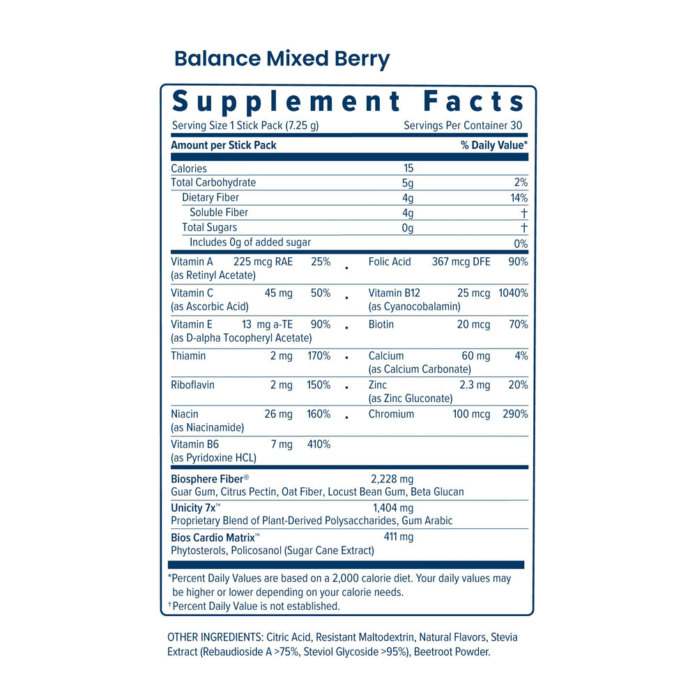 Close-up of Balance Mixed Berry flavor sachets
