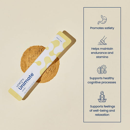 Unicity Feel Great System packaging with orange and lemon imagery
