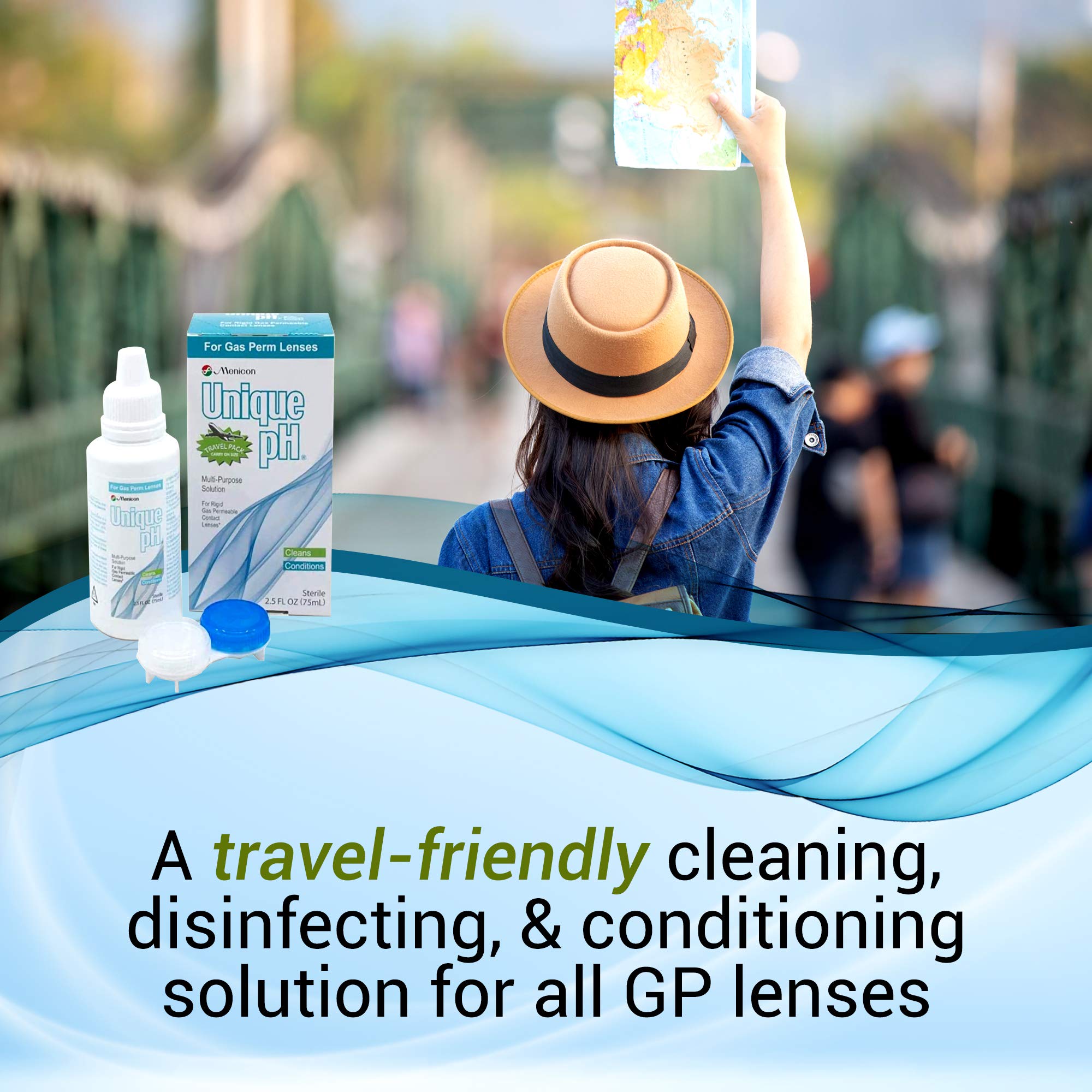 Close-up of Unique pH travel pack for gas permeable lenses
