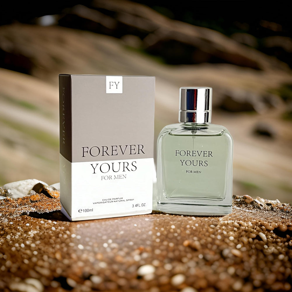 Forever Yours 3.4oz EDP bottle shows premium masculine fragrance