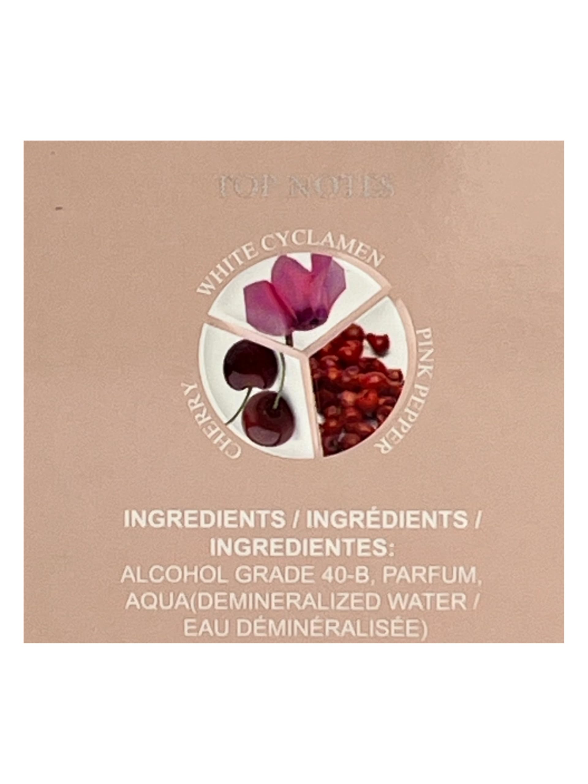 United Scents SO PLAYFUL note collage highlights cyclamen, pink pepper, cherry.