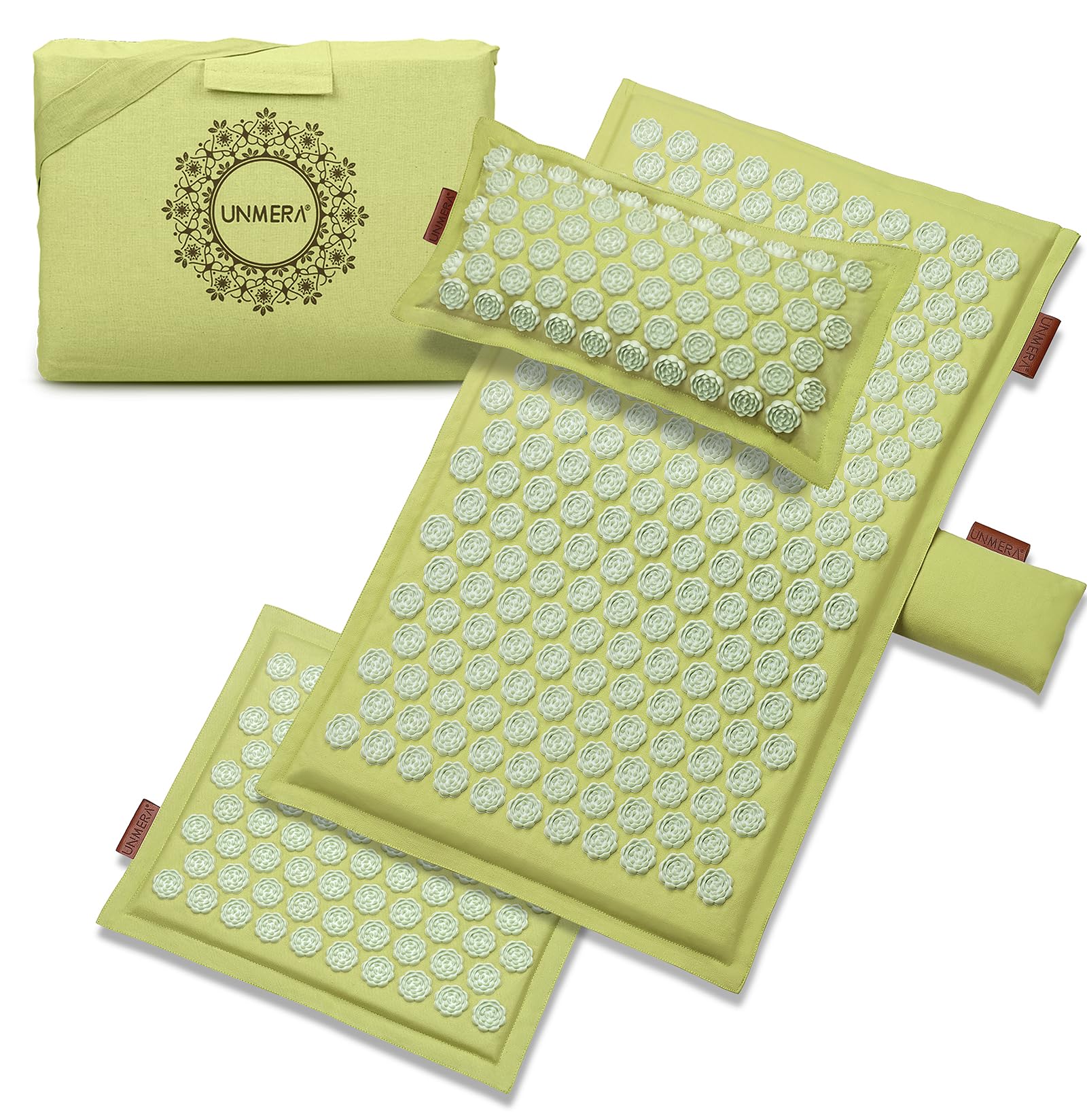 Close-up of acupressure mat surface with camellia spikes