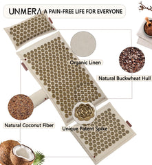 Close-up of camellia spikes on acupressure mat surface