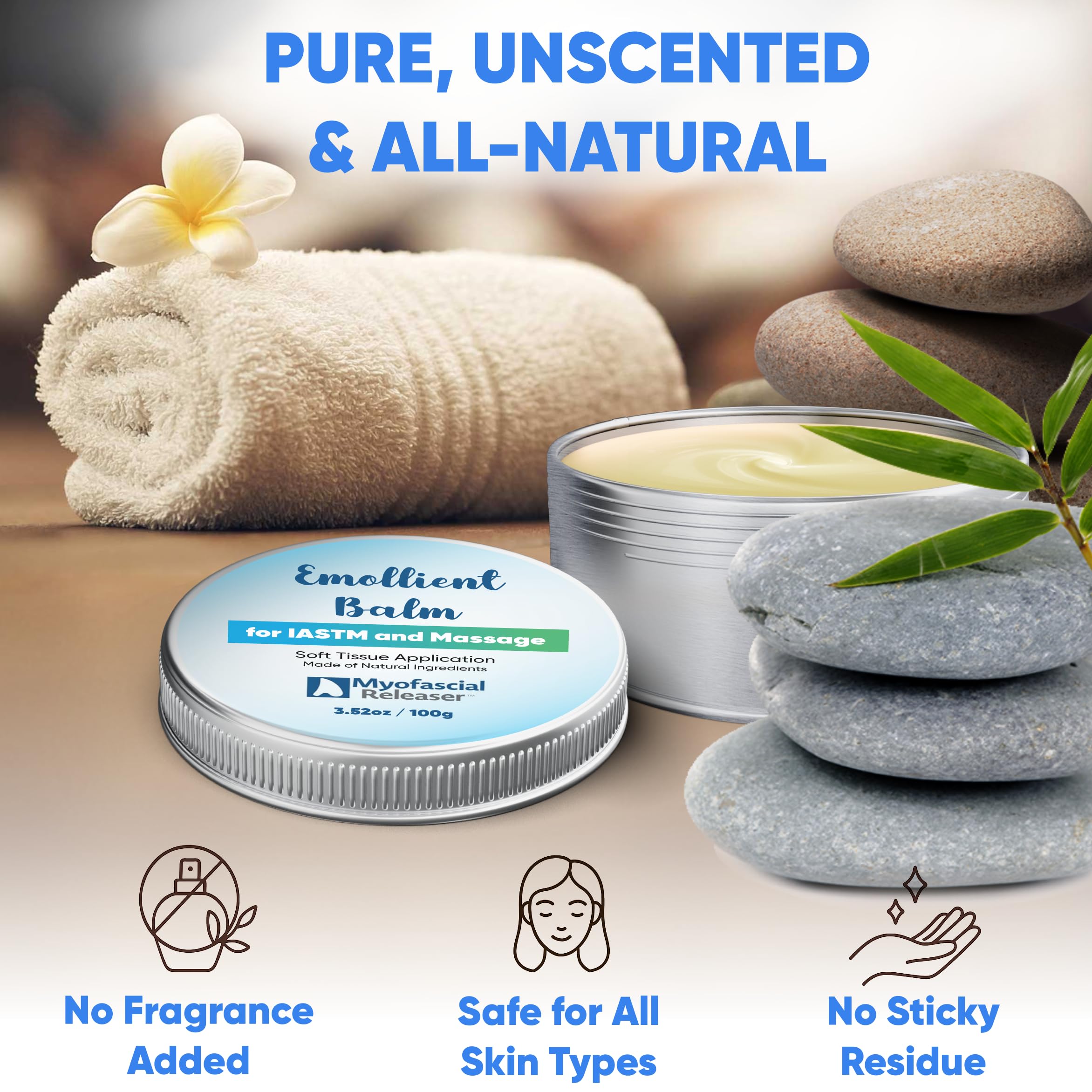 Unscented, hypoallergenic balm suitable for IASTM tools and Gua Sha sessions