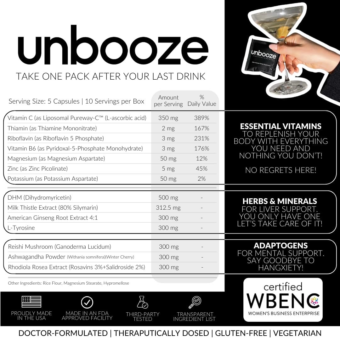 Unsupplements Unbooze night-out scene emphasizing easy capsule use