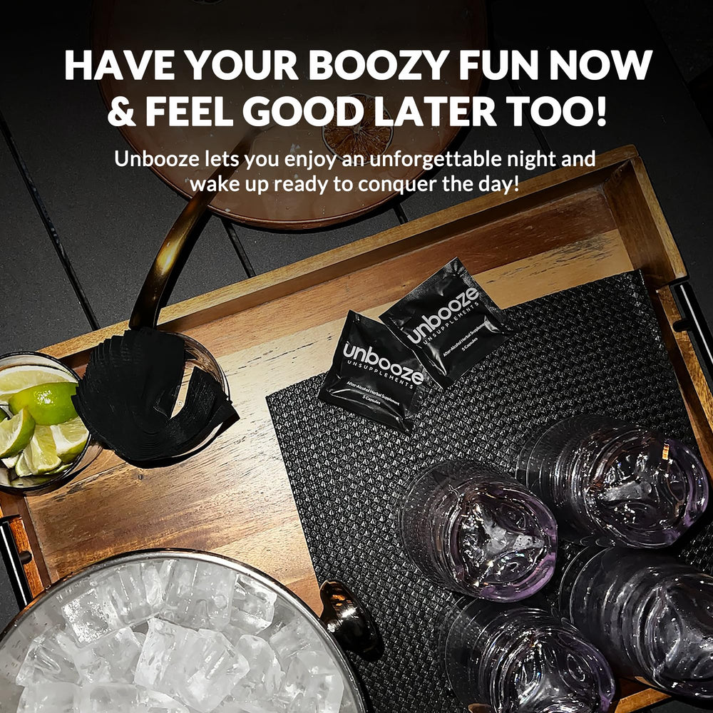 Unsupplements Unbooze label emphasizes vegan and gluten-free benefits