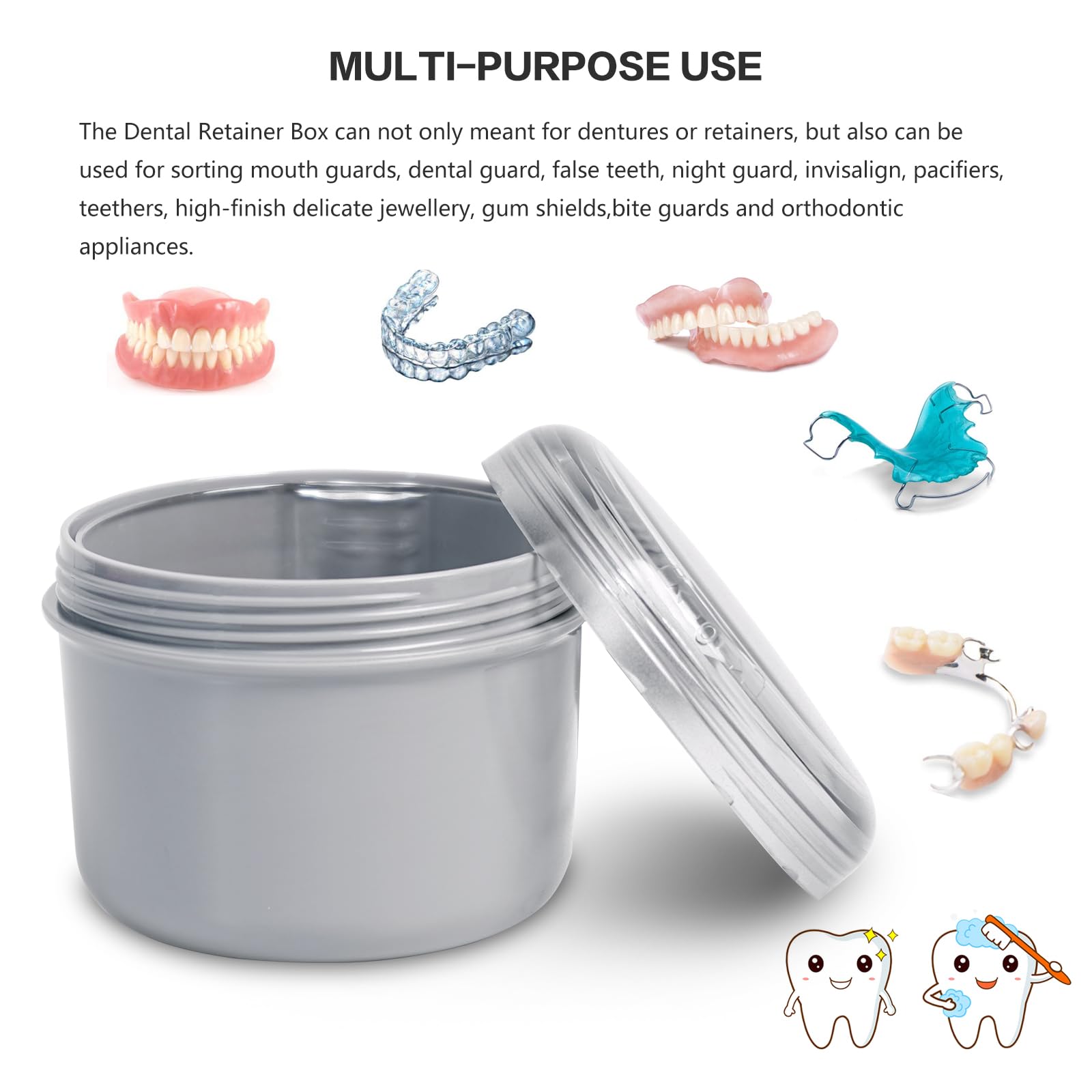Durable denture cleaning case with large soaking space