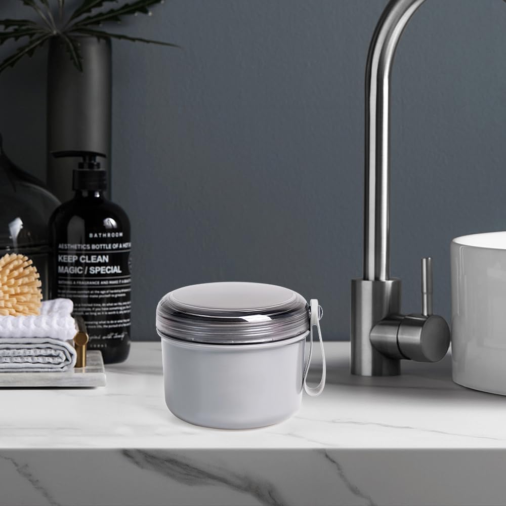 Uouovo denture bath cup grey held for travel