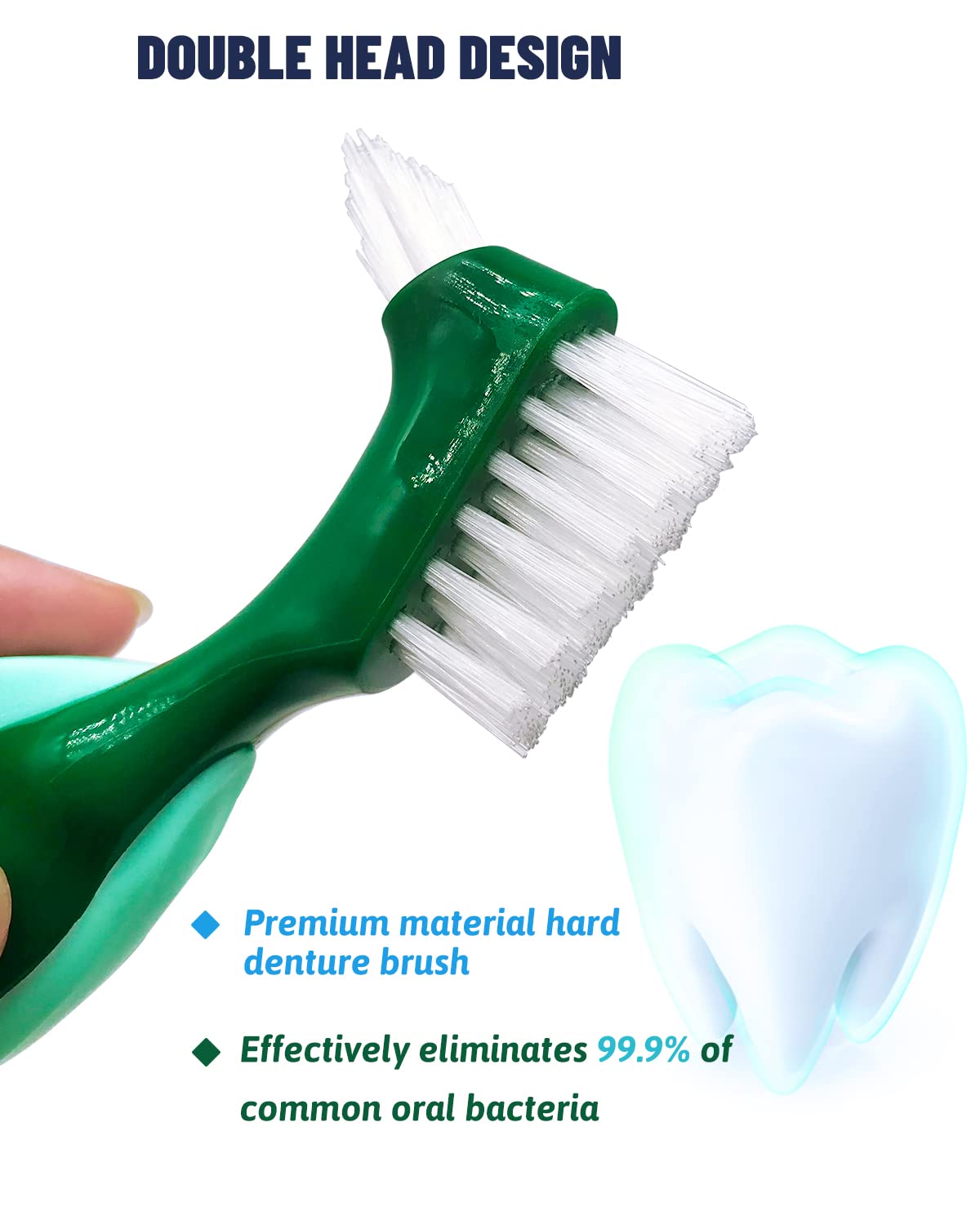 Close-up of multi-layered stiff bristles for dentures