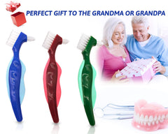 Portable denture care brush suitable for travel