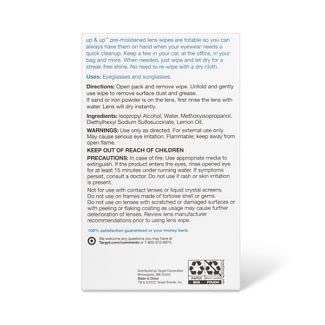 Individually wrapped pre-moistened lens wipes close-up