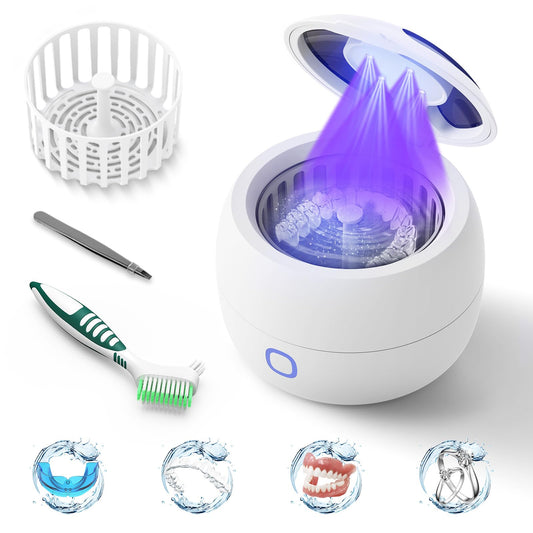 Front view of Upgraded Ultrasonic Retainer Cleaner with 200ml pod